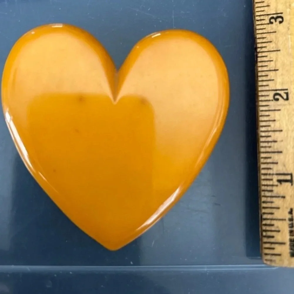 BAKELITE Vintage Antique 1920s to 1930s Butterscotch Oversized Heart Brooch Pin